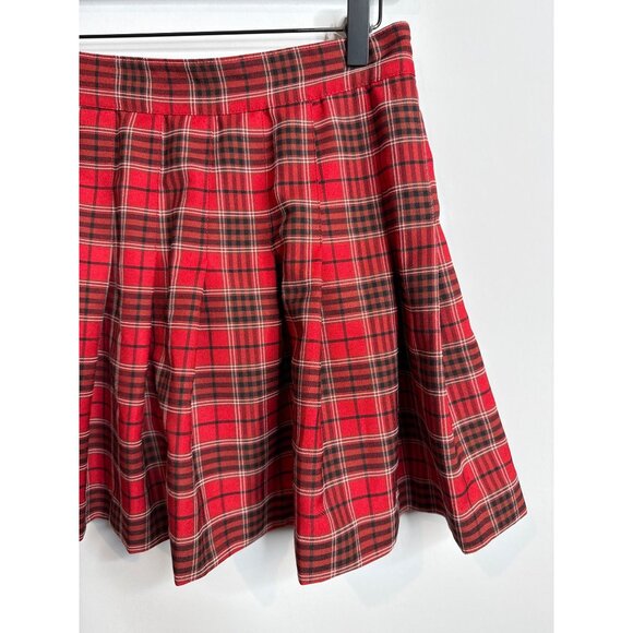 Love Tree Skirt Womens Pleated Preppy School Girl Academia Red Plaid Size M Mini - Picture 3 of 11